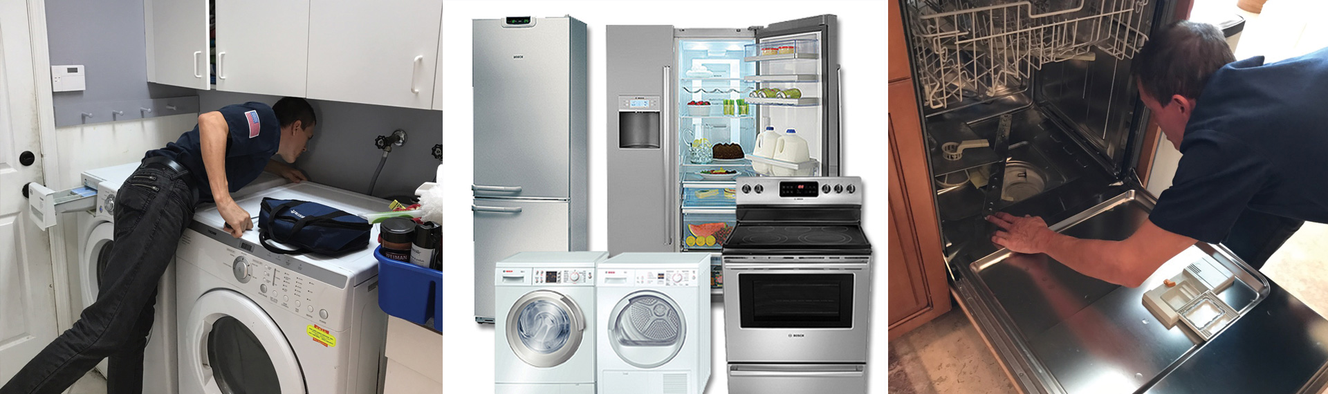 Samsung, Kenmore, Whirlpool, Hot Point, LG, Admiral, Maytag appliances